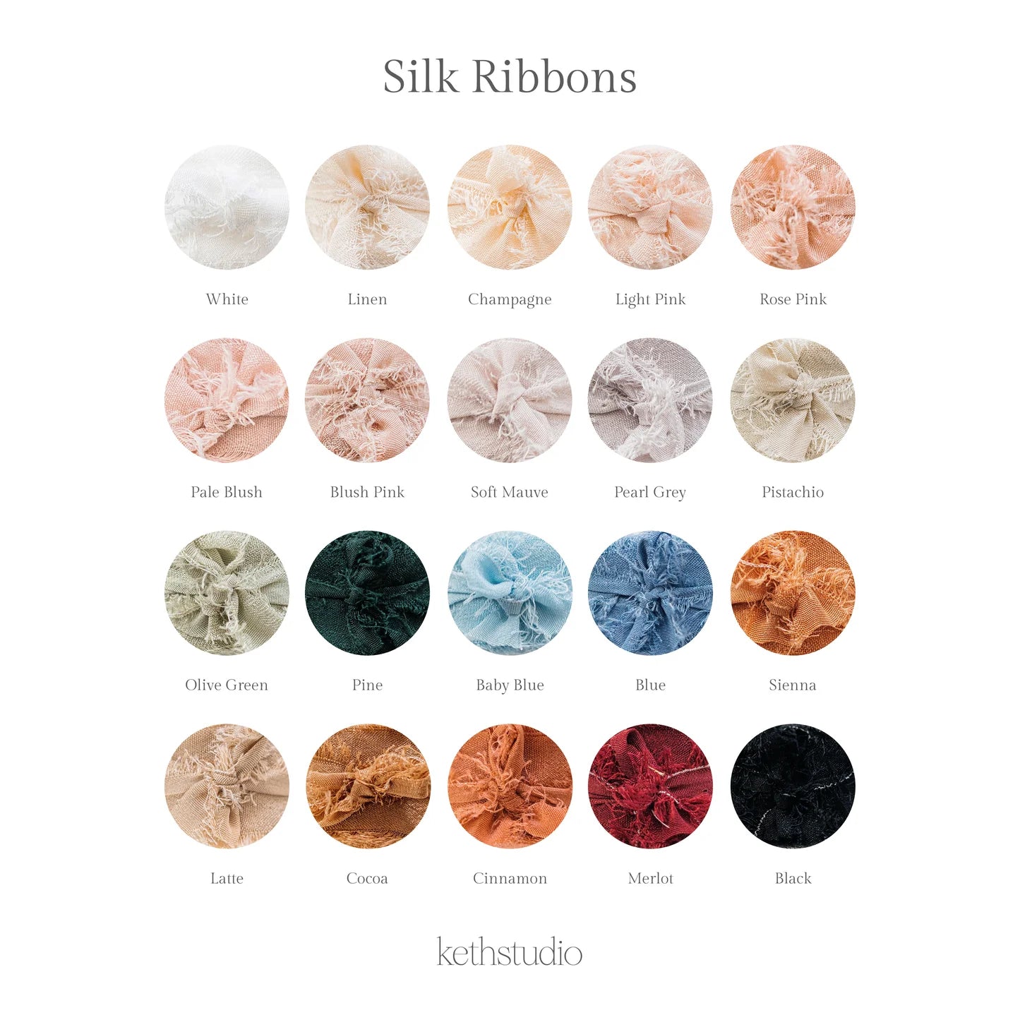 Silk Ribbons – 25mm by 30cm Samples