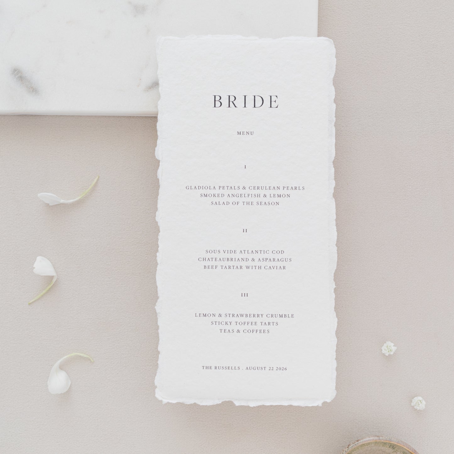 Gemma Personalised Wedding Menu