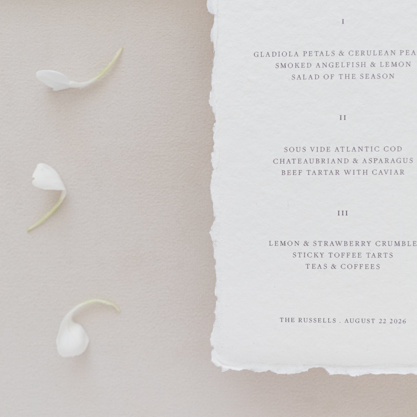 Gemma Personalised Wedding Menu