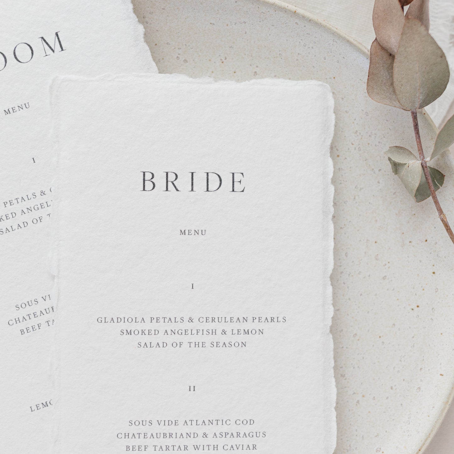 Gemma Personalised Wedding Menu