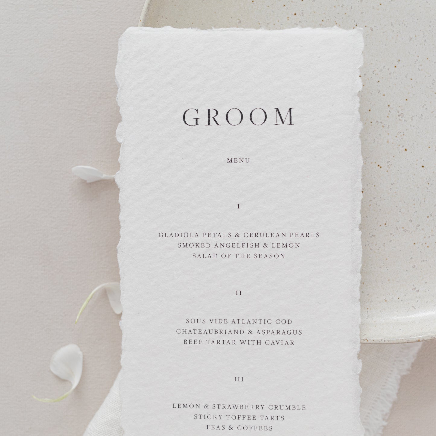 Gemma Personalised Wedding Menu