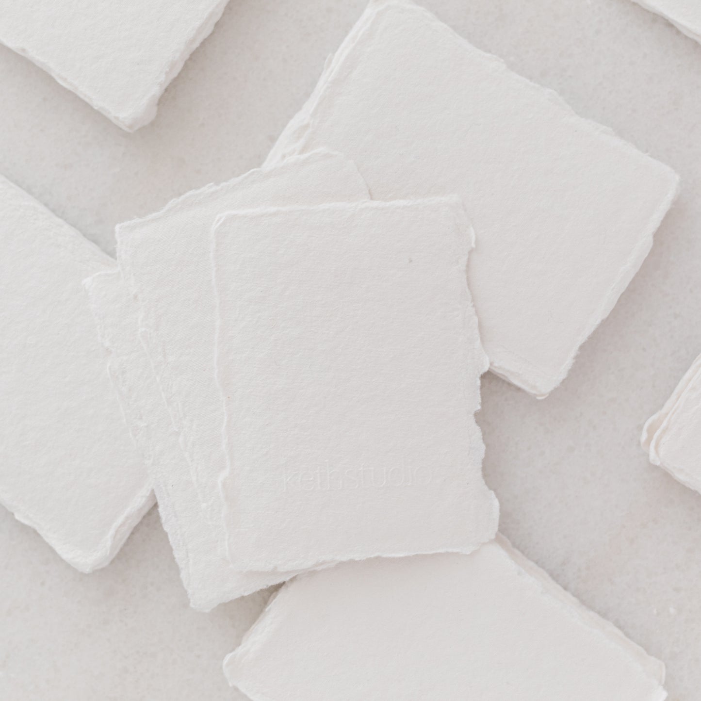 70mm by 90mm White Handmade Paper Place Cards