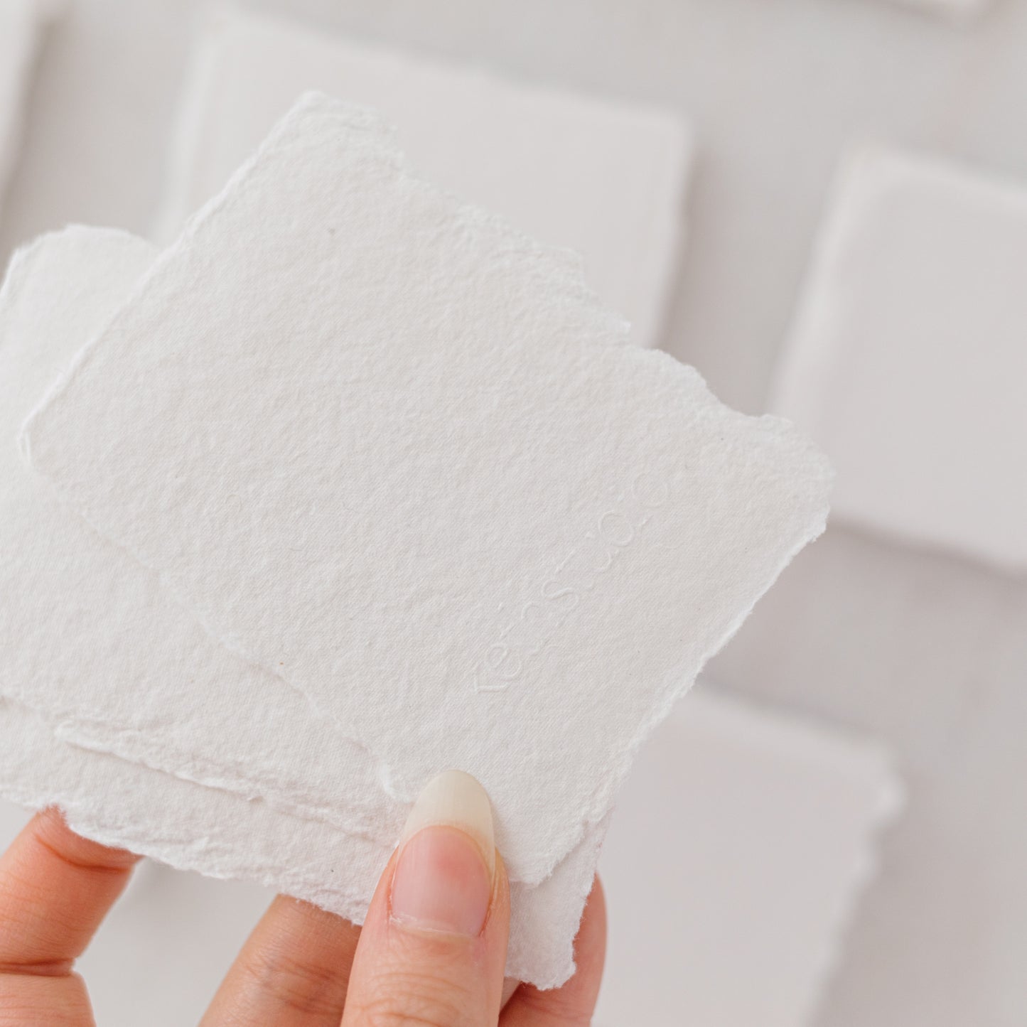 70mm by 90mm White Handmade Paper Place Cards