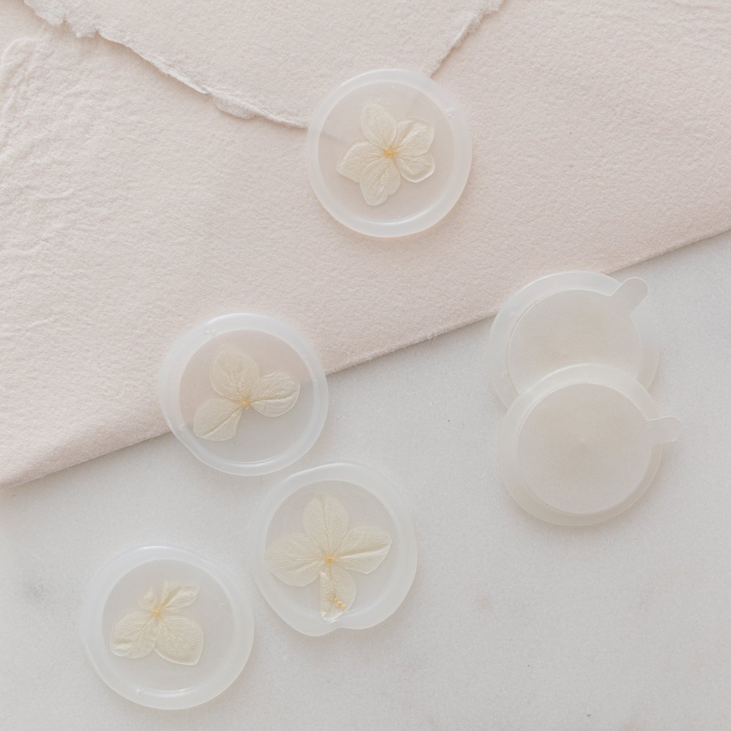 Champagne Hydrangea Vellum Wax Seals
