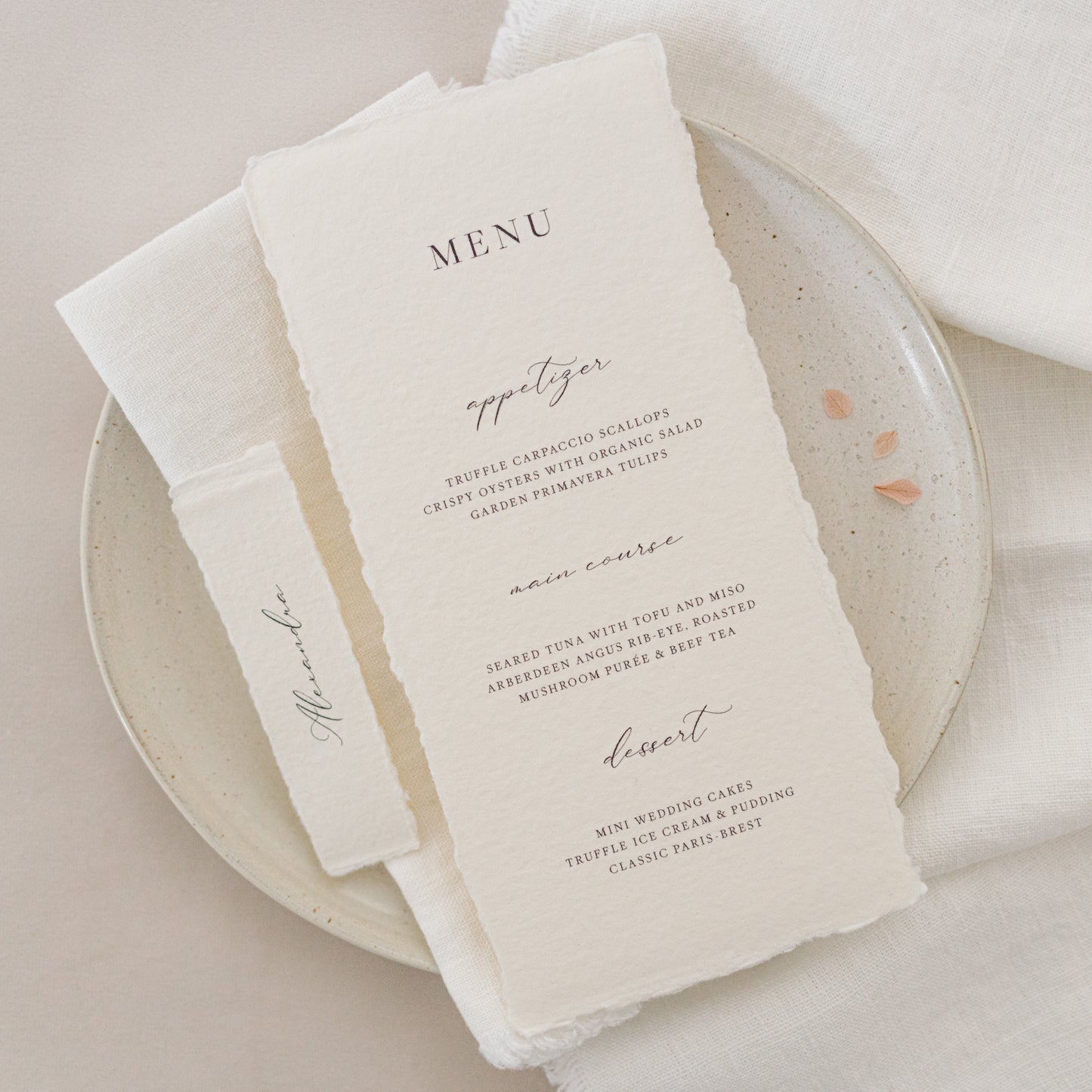Mia Wedding Menu & Place Card