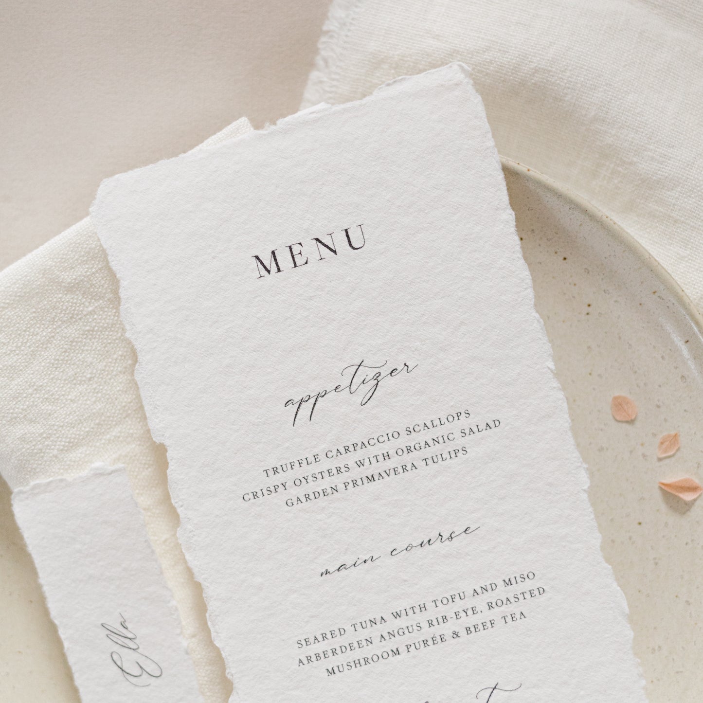 Mia Wedding Menu & Place Card