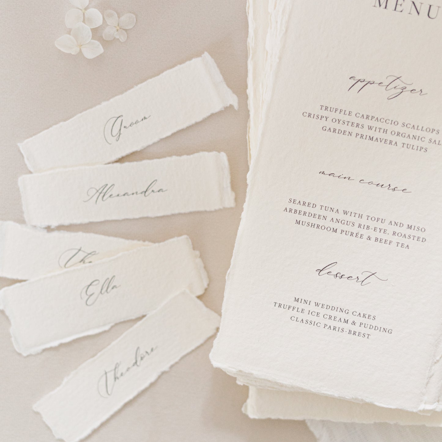 Mia Wedding Menu & Place Card
