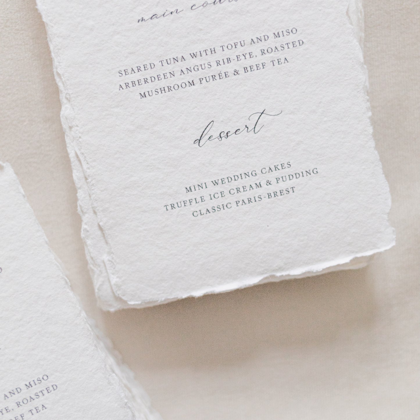 Mia Wedding Menu