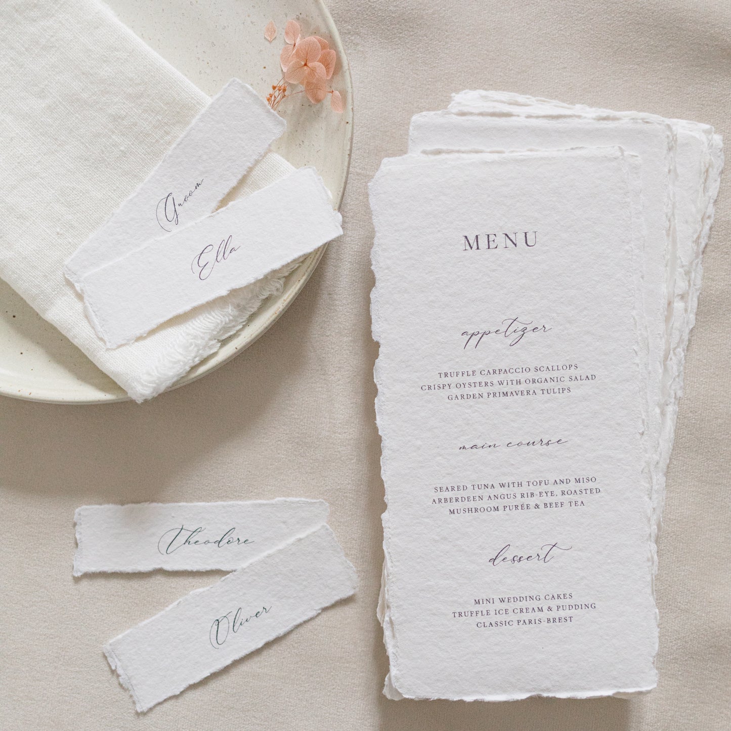 Mia Wedding Menu & Place Card