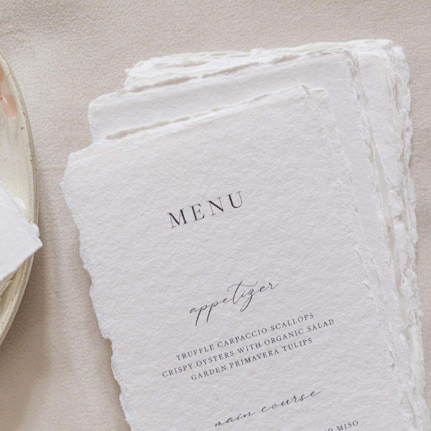 Mia Wedding Menu