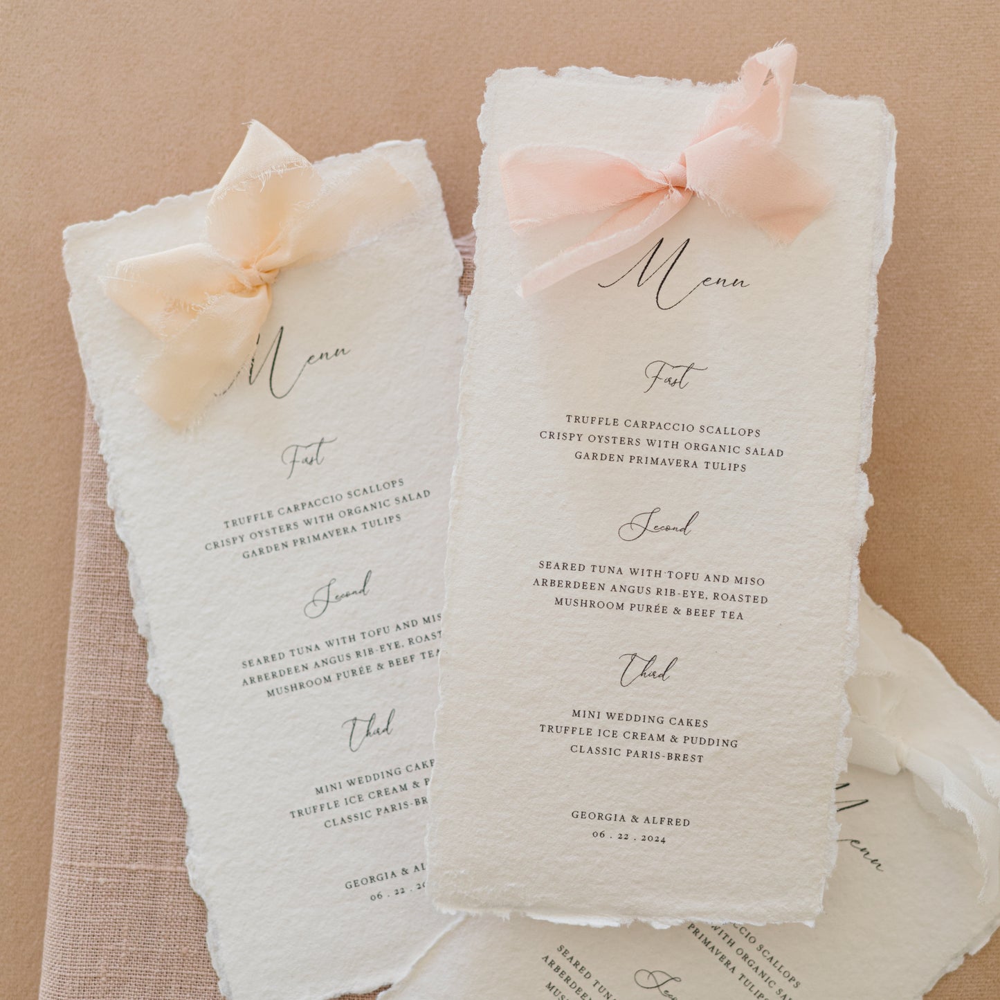 Georgia Wedding Menu with Silk Ribbon