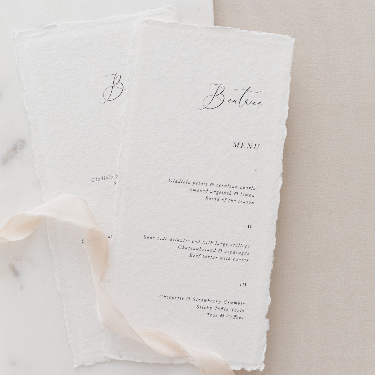 Beatrice Personalised Wedding Menu