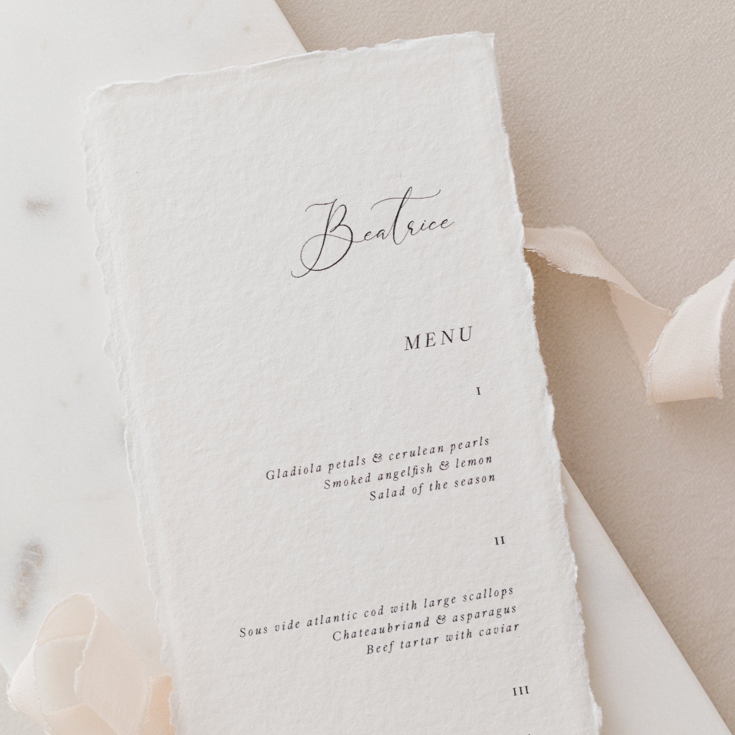 Beatrice Personalised Wedding Menu