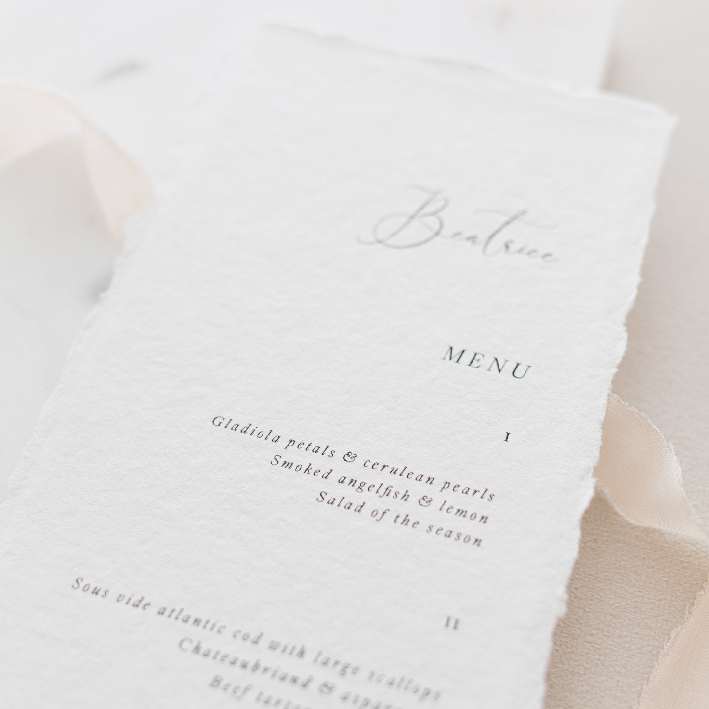 Beatrice Personalised Wedding Menu