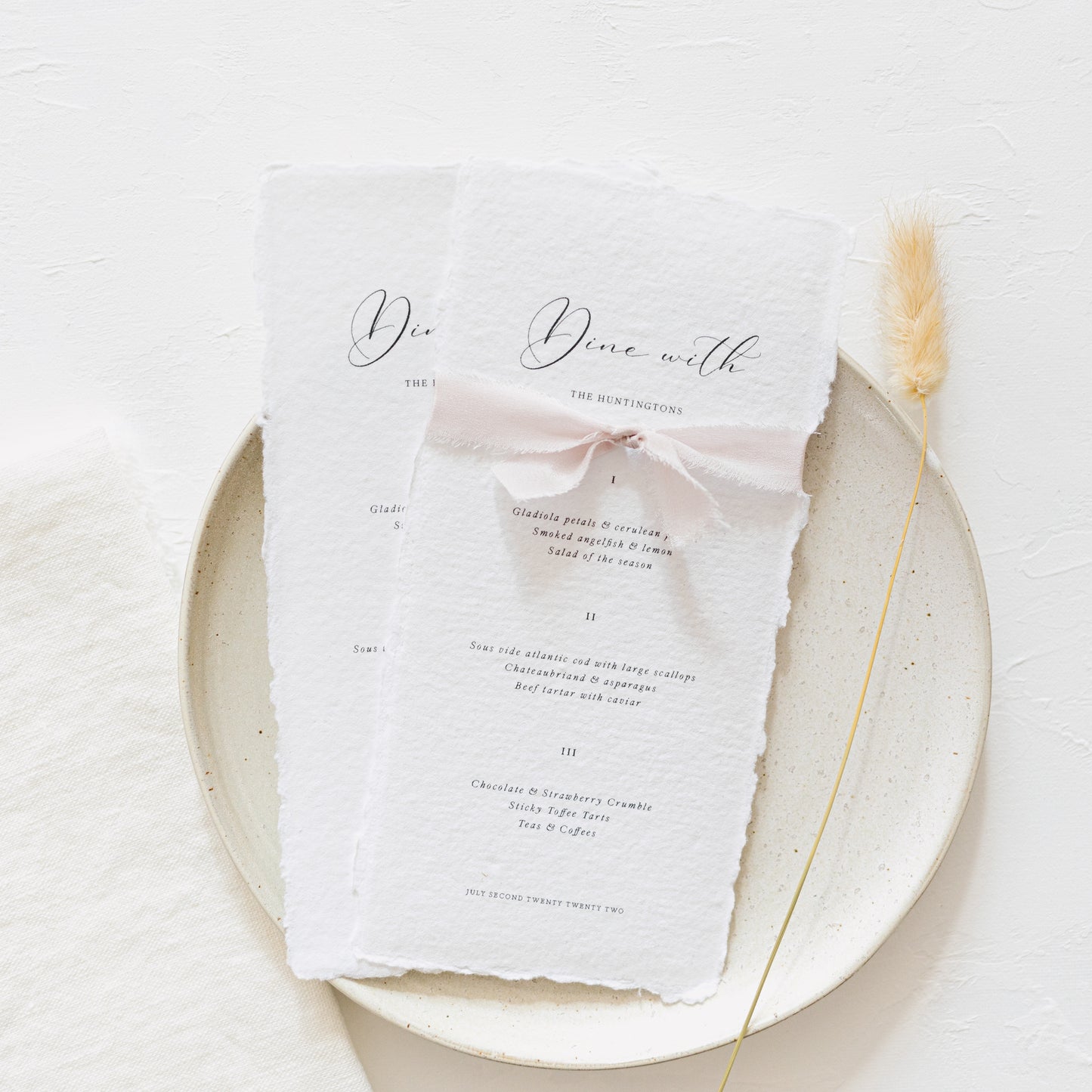 Isadora Wedding Menu with Silk Ribbon