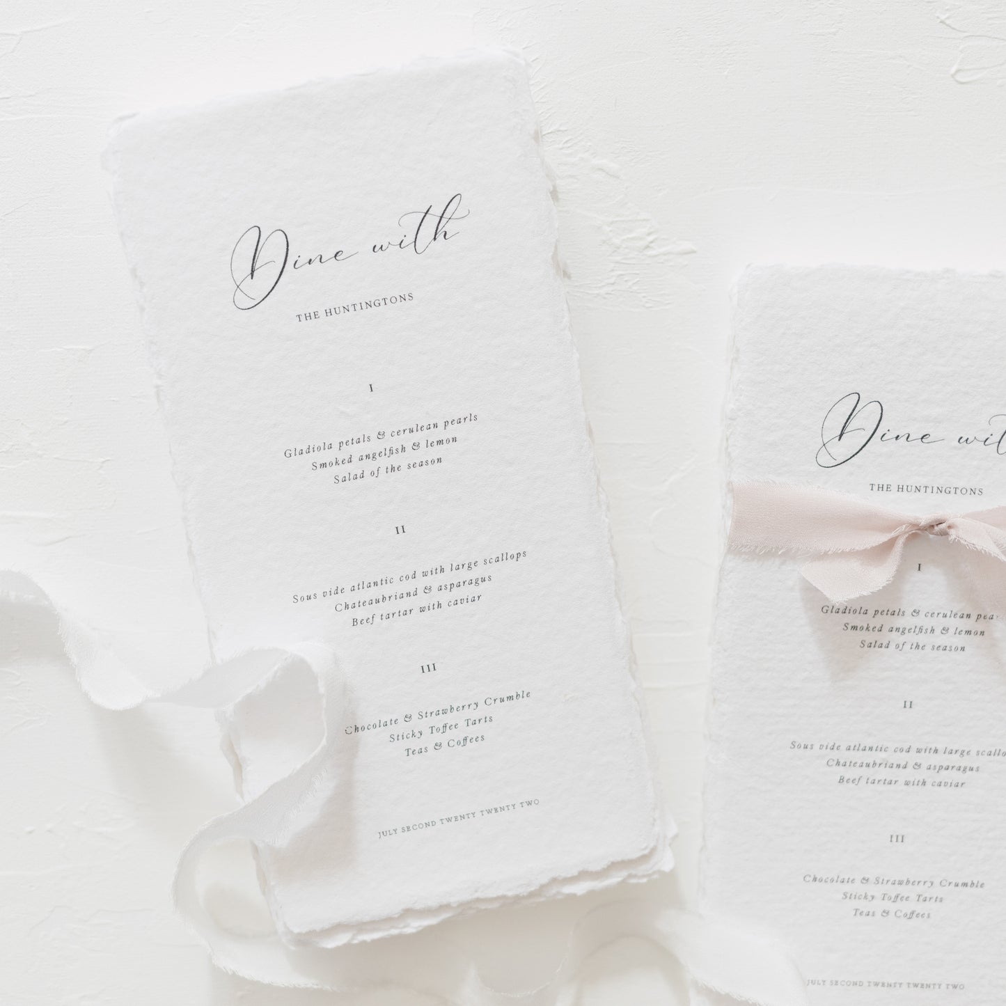 Isadora Wedding Menu with Silk Ribbon