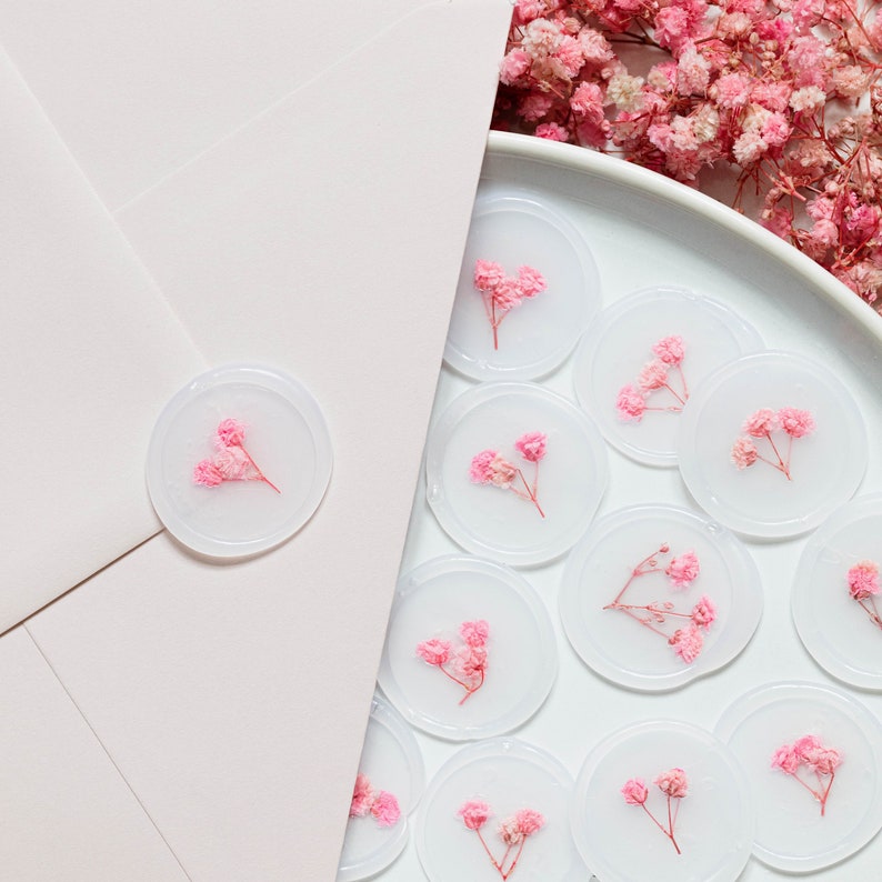 Pink & Red Baby's Breath Vellum Seals