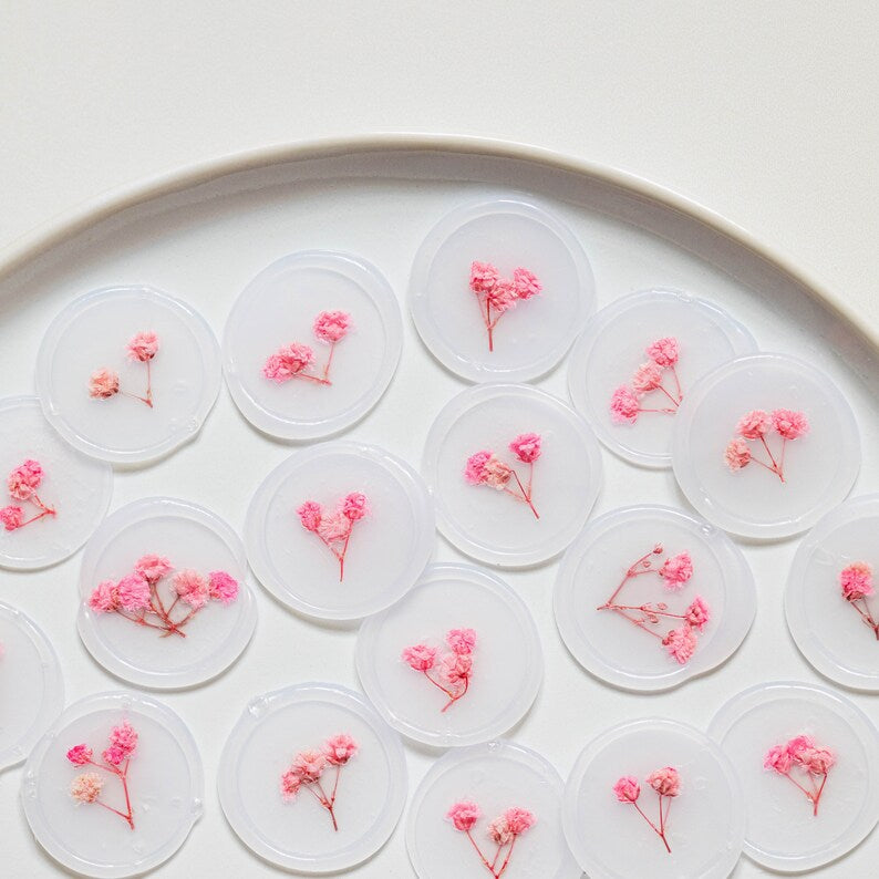 Pink & Red Baby's Breath Vellum Seals