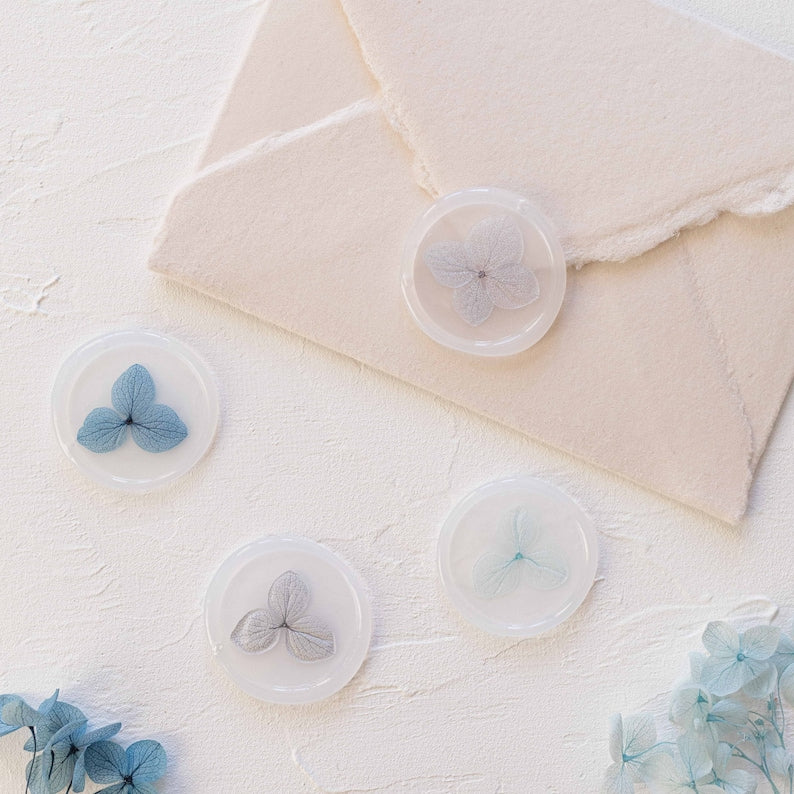 Blue Palette Hydrangea Vellum Seals