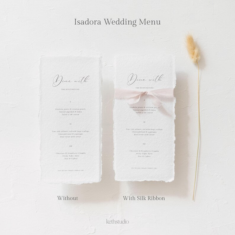 Isadora Wedding Menu with Silk Ribbon