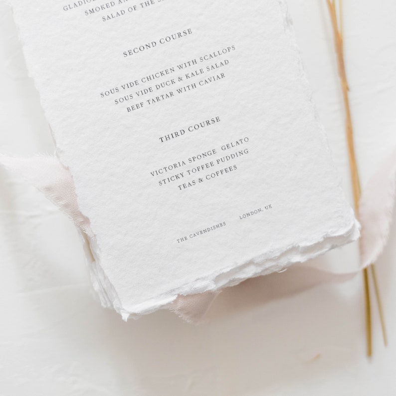 Anna Wedding Menu