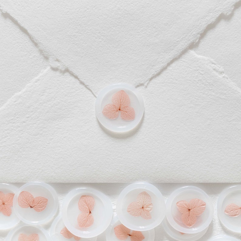 Blush Pink Hydrangea Vellum Wax Seals