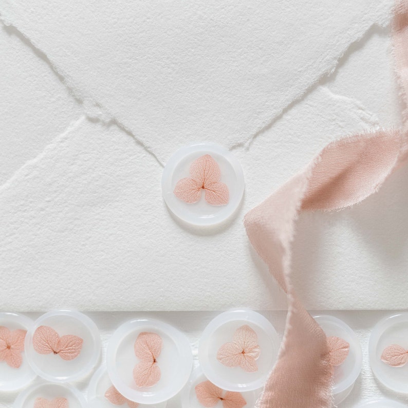 Blush Pink Hydrangea Vellum Wax Seals